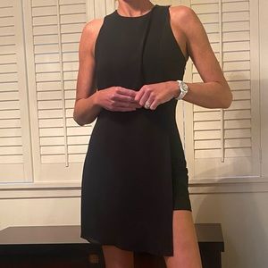 Elizabeth and James black silk overlay fitted dress